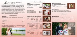 Preisliste Hochzeit